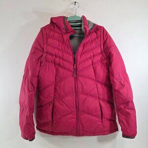 ESPRIT Down Puffy Jacket Vest Zip Off Sleeves Pink Size Medium Womens
